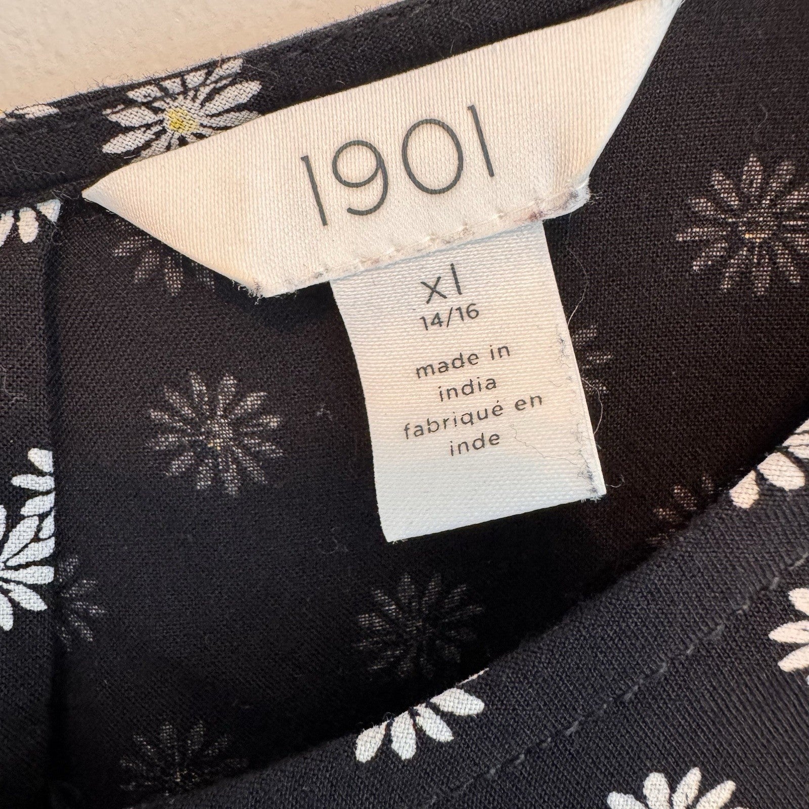 1901 Nordstrom Big Girls XL 14/16 Black White Daisy Look Back Jumpsuit Wide Leg