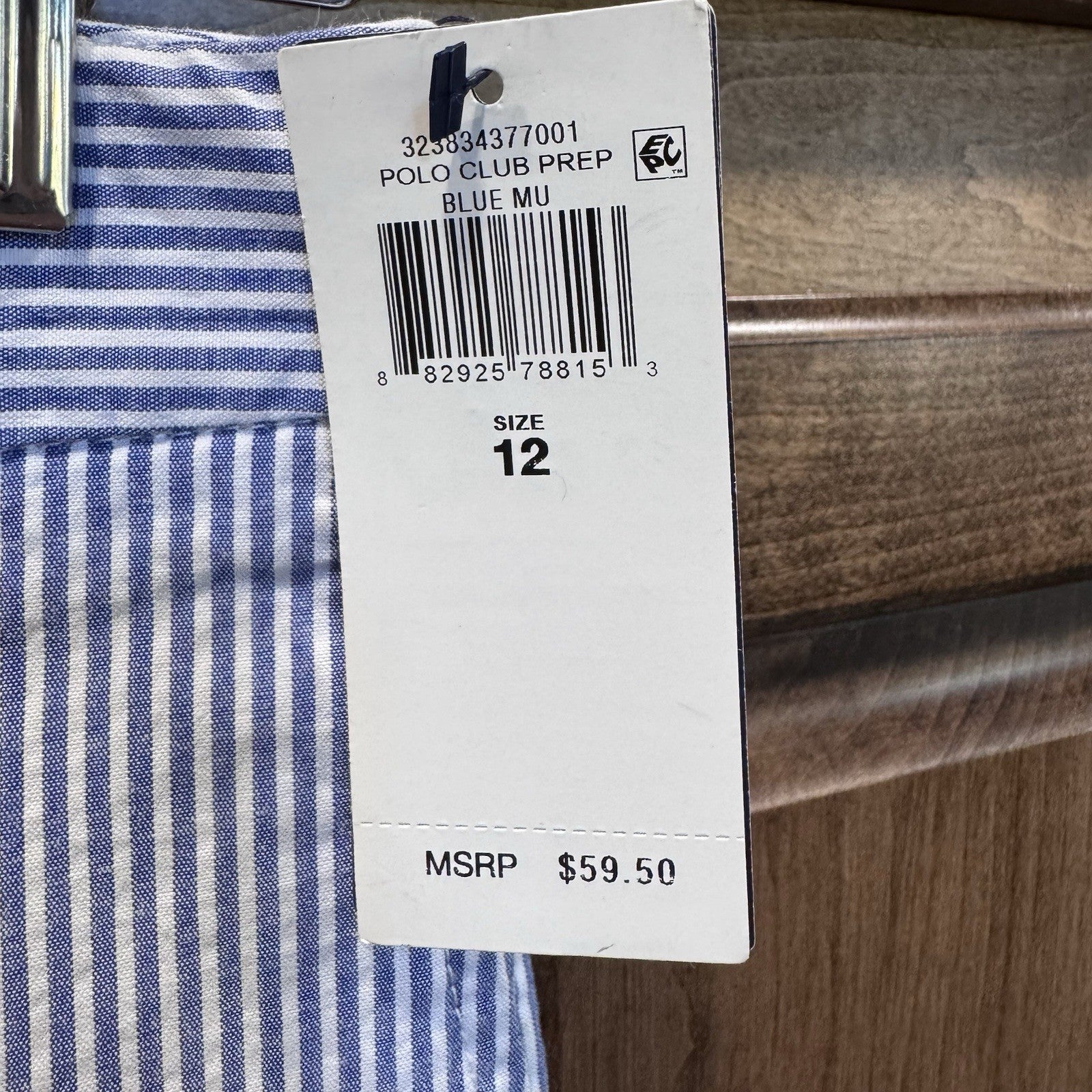 Polo Ralph Lauren Boys Seersucker Shorts Size 12 Blue White Stripe NWT $59.50