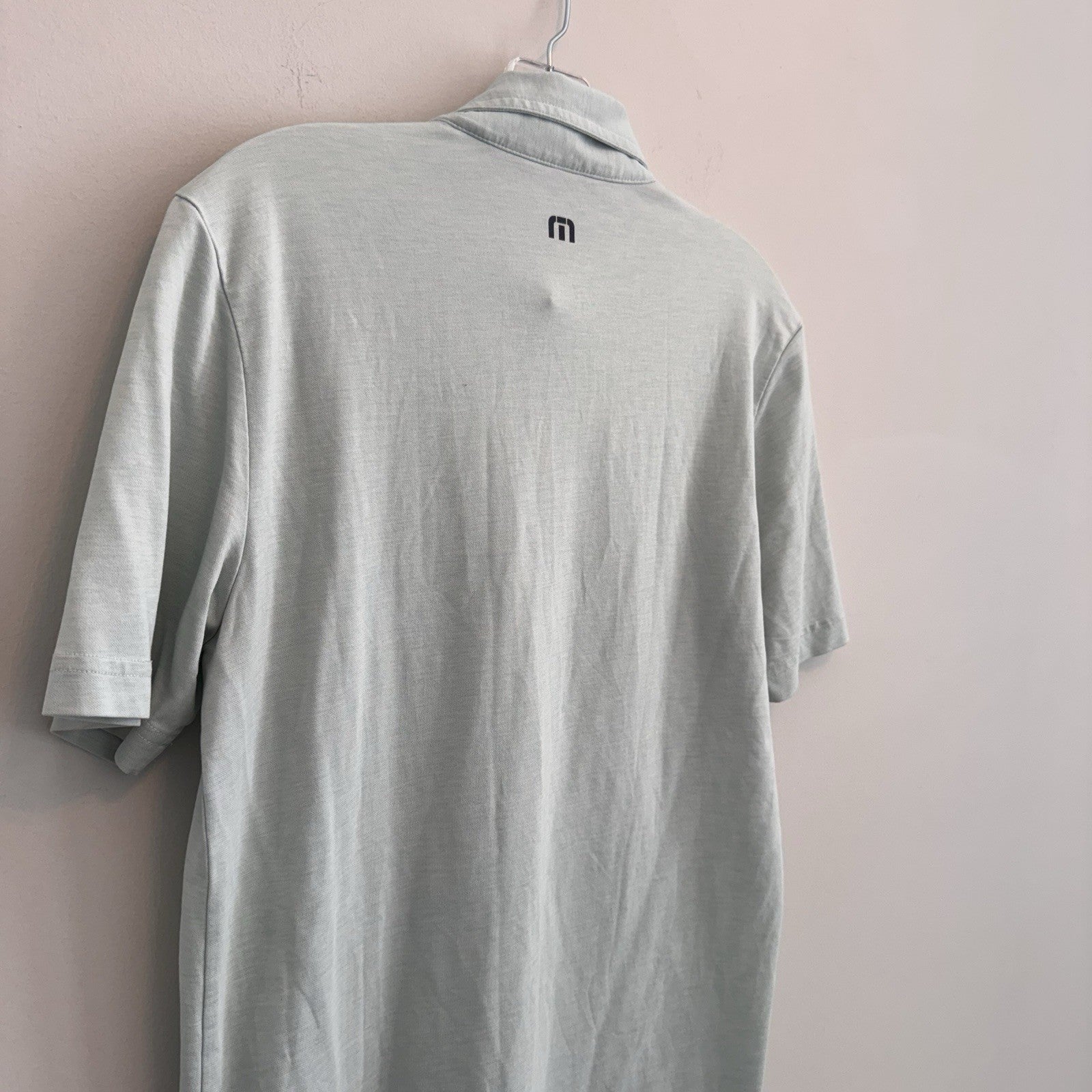 Travis Mathew Men's Small S Polo Shirt Light Blue Heathered Striped Golf