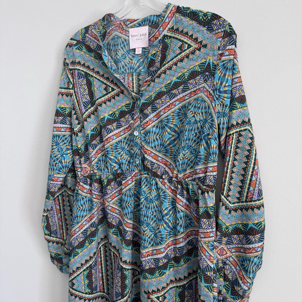 Romeo & Juliet Couture Boho Geometric Shirt Dress Size M