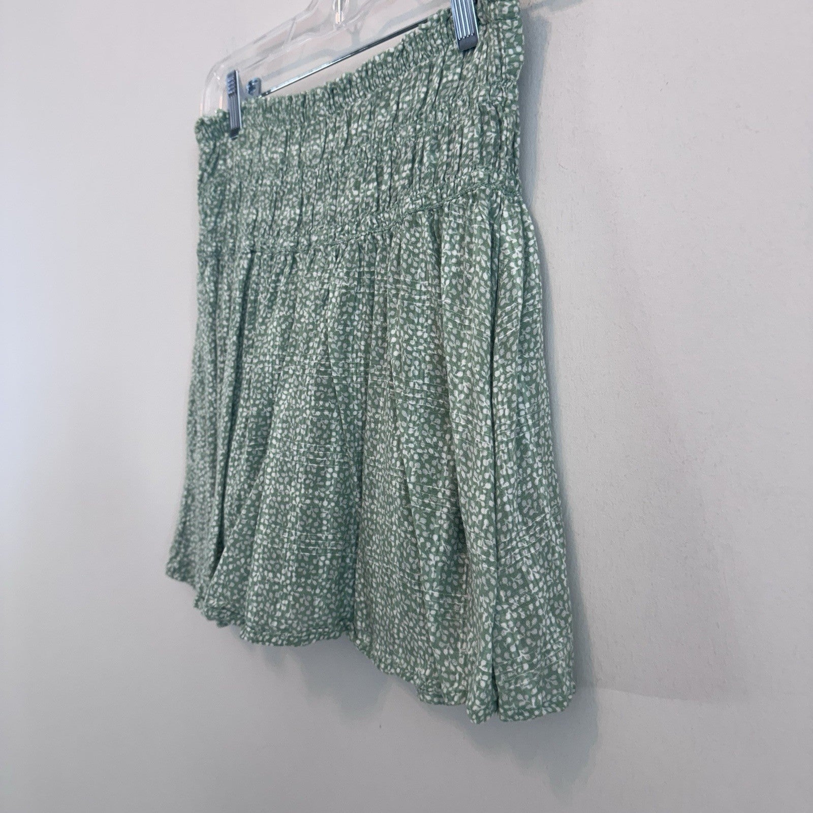 Abercrombie Kids Green Smocked Skort Size 13/14 Floral Boho Skirt