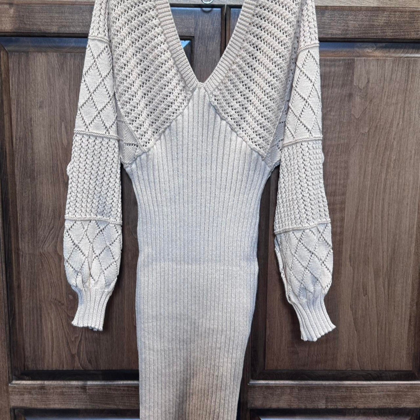 Cupshe size Medium Crochet V-Neck Mini Sweater Dress