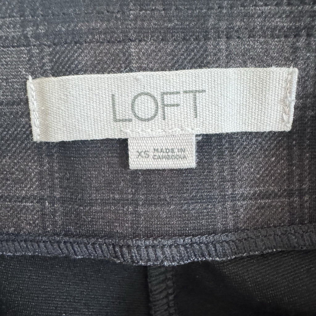 LOFT Gray Brown Plaid Pull On Leggings Pants Women’s XL Stretch Career Casual