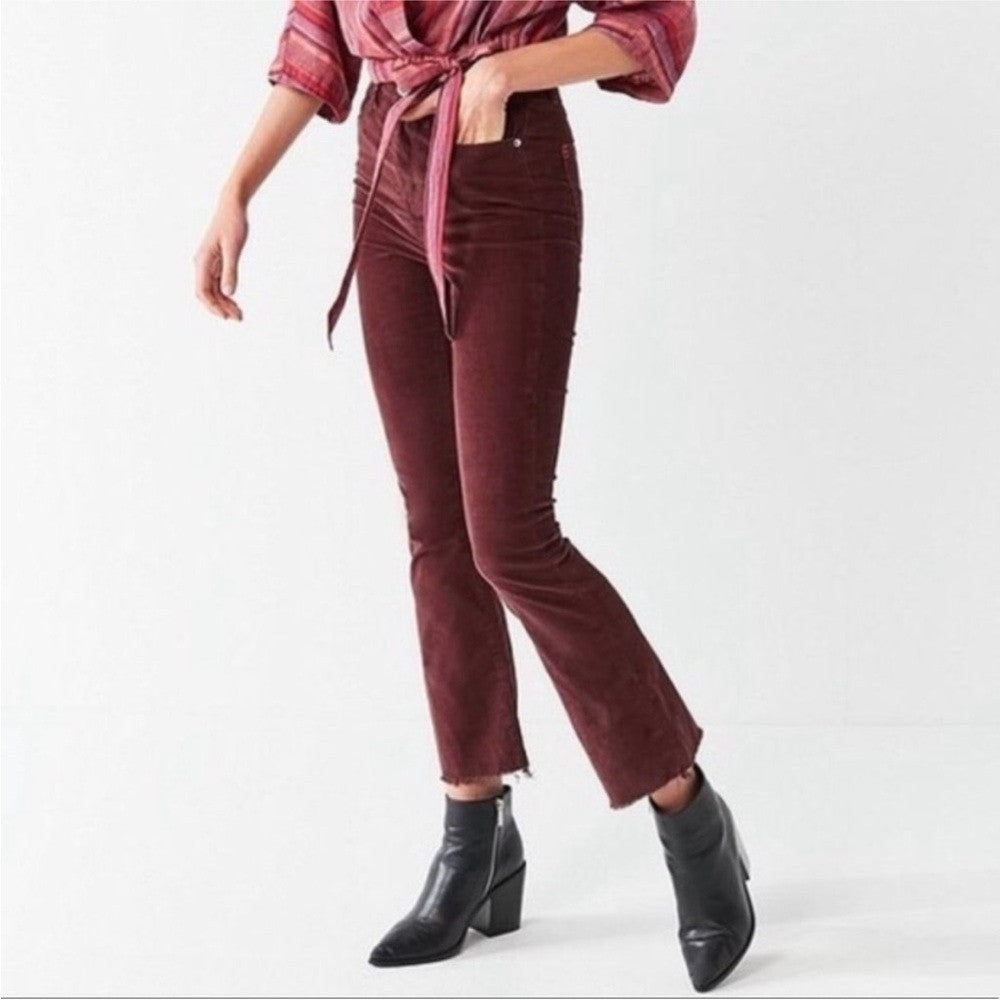 UO BDG Kick Flare High Rise Corduroy Pants Raw Hem