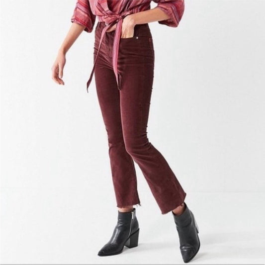 UO BDG Kick Flare High Rise Corduroy Pants Raw Hem