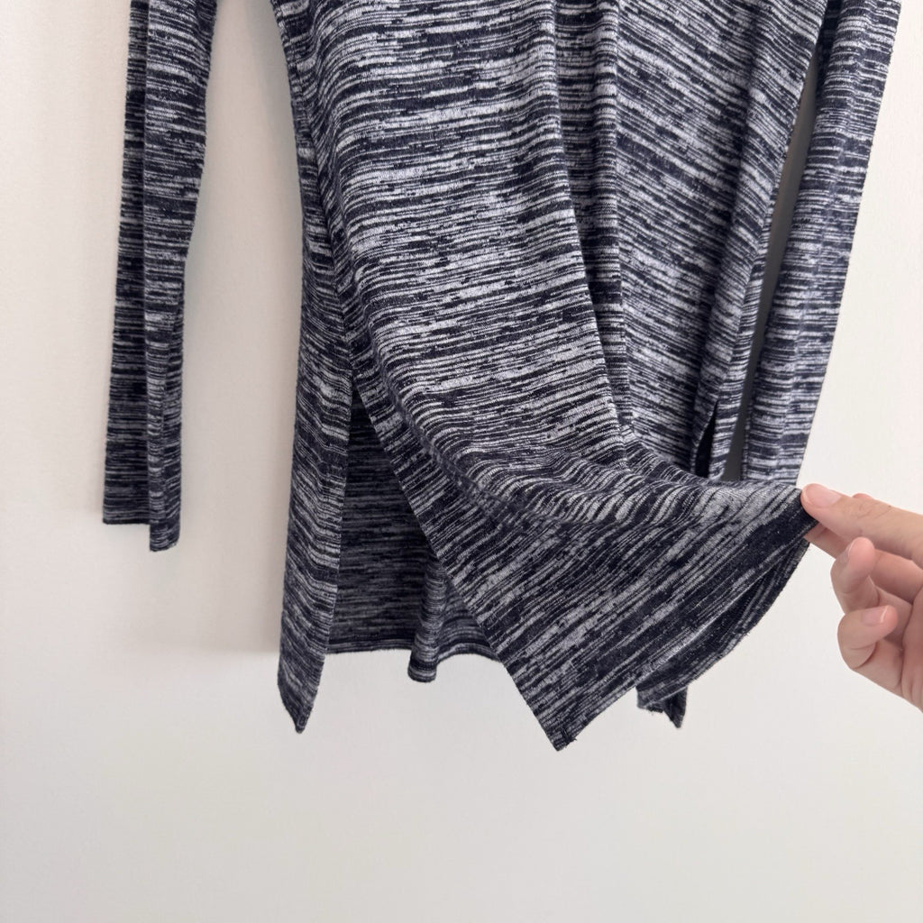 White House Black Market Womens S Gray Space Dye Long Sleeves Knit Tunic Shirt
