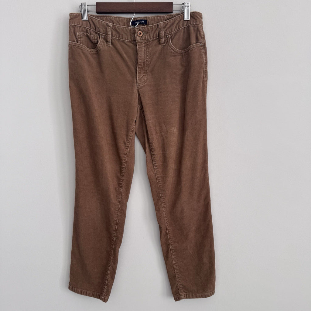 Lands End Corduroy Pants Womens 8 Fit 1 Brown Stretch Straight
