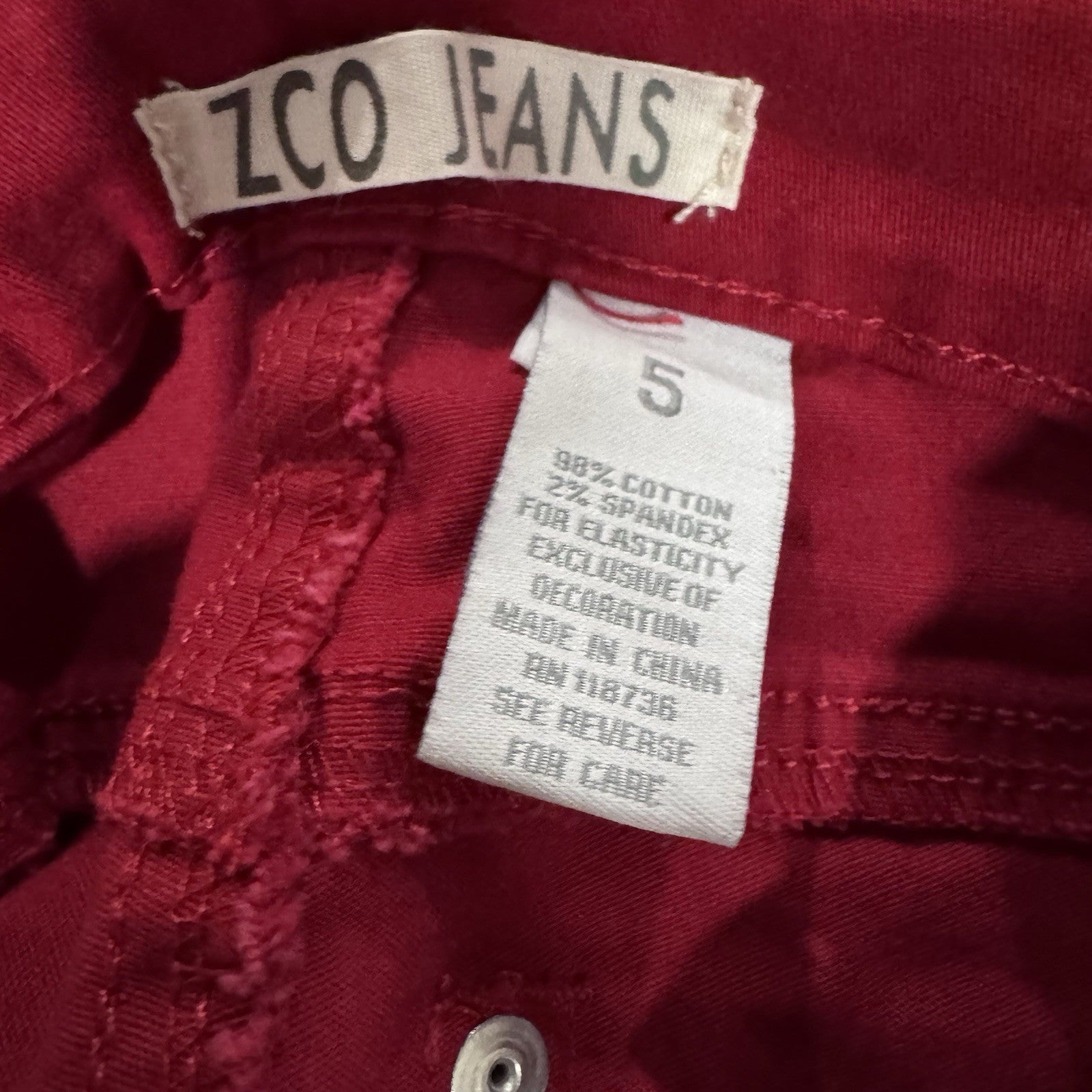 ZCO Jeans Juniors Size 5 Red Skinny Pants Stretch Cotton Blend NWT