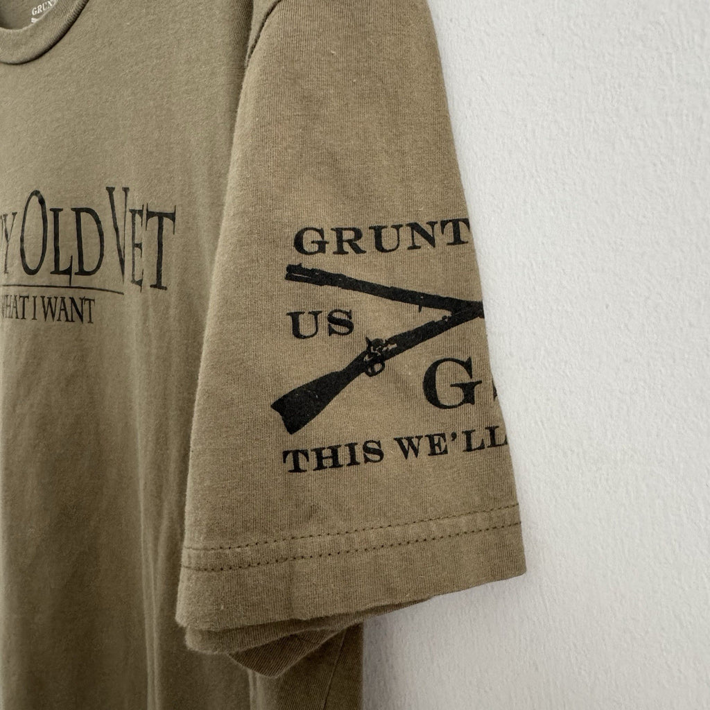 Grunt Style T Shirt Men’s Medium Grumpy Old Vet I Do What I Want Army Green