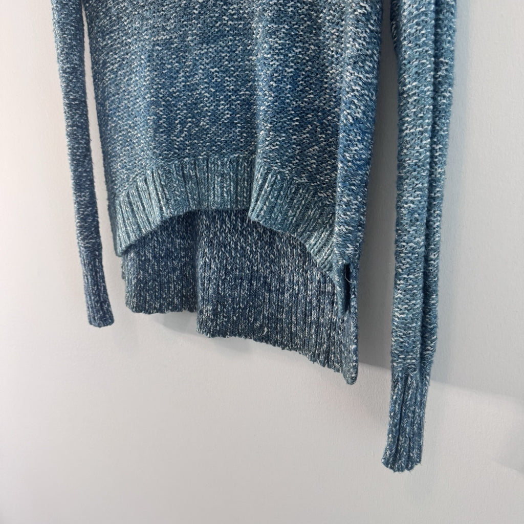 American Eagle XS Blue Marled Cowl Neck Sweater Metallic Cozy Boho