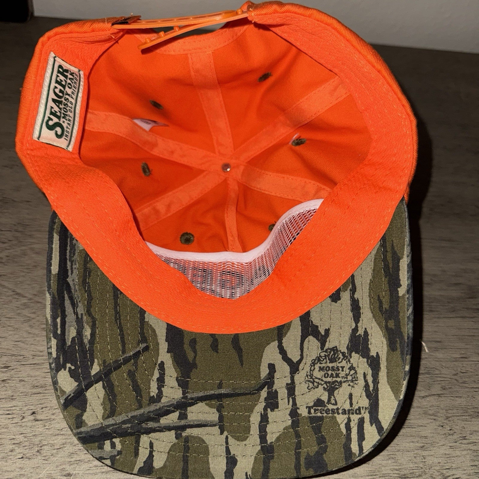 Seager X Mossy Oak Branded Snapback Orange Camo Cotton Embroidered Hat Cap