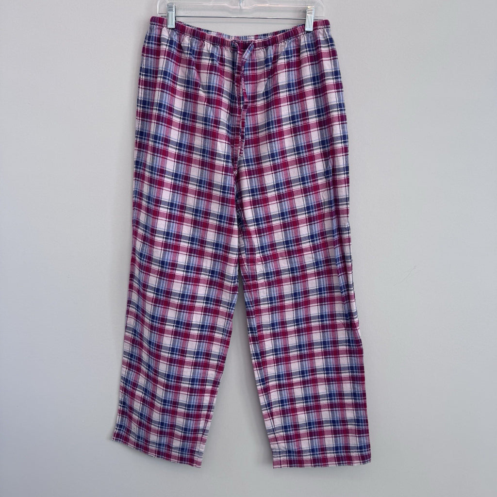 L.L. Bean Flannel Pajama Pants Pink Blue Plaid 100% Cotton Women's Medium Reg