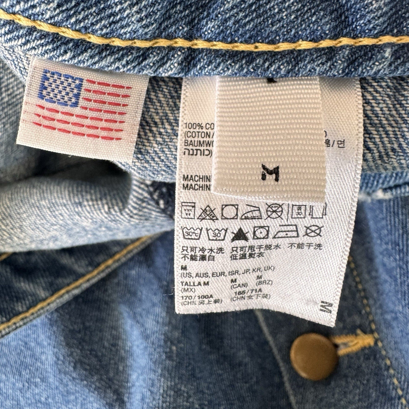 American Apparel Denim Mini Skirt Button Front Medium Stone Wash Indigo Blue M