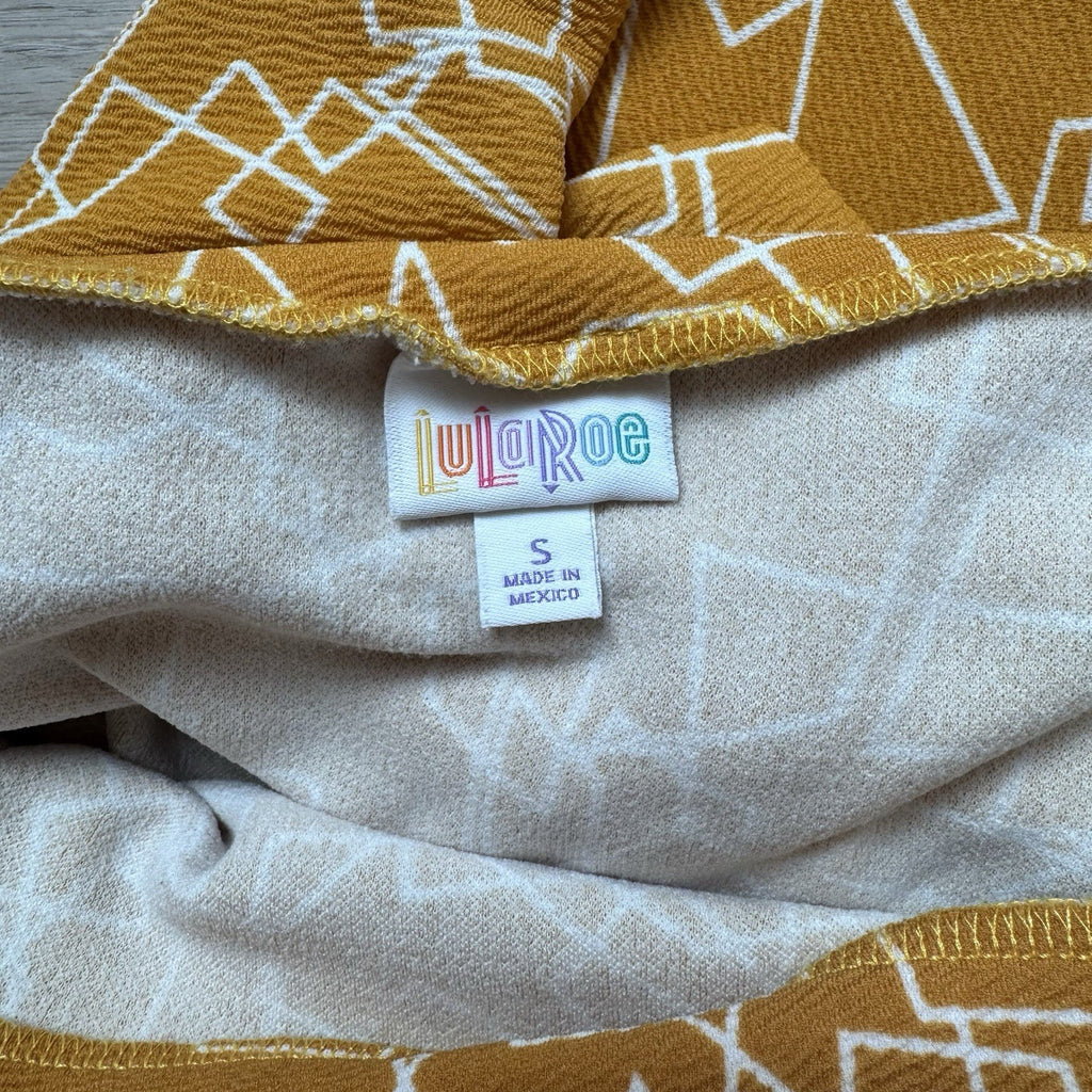 LuLaRoe Pencil Skirt Womens Small Mustard Yellow White Geometric Stretch