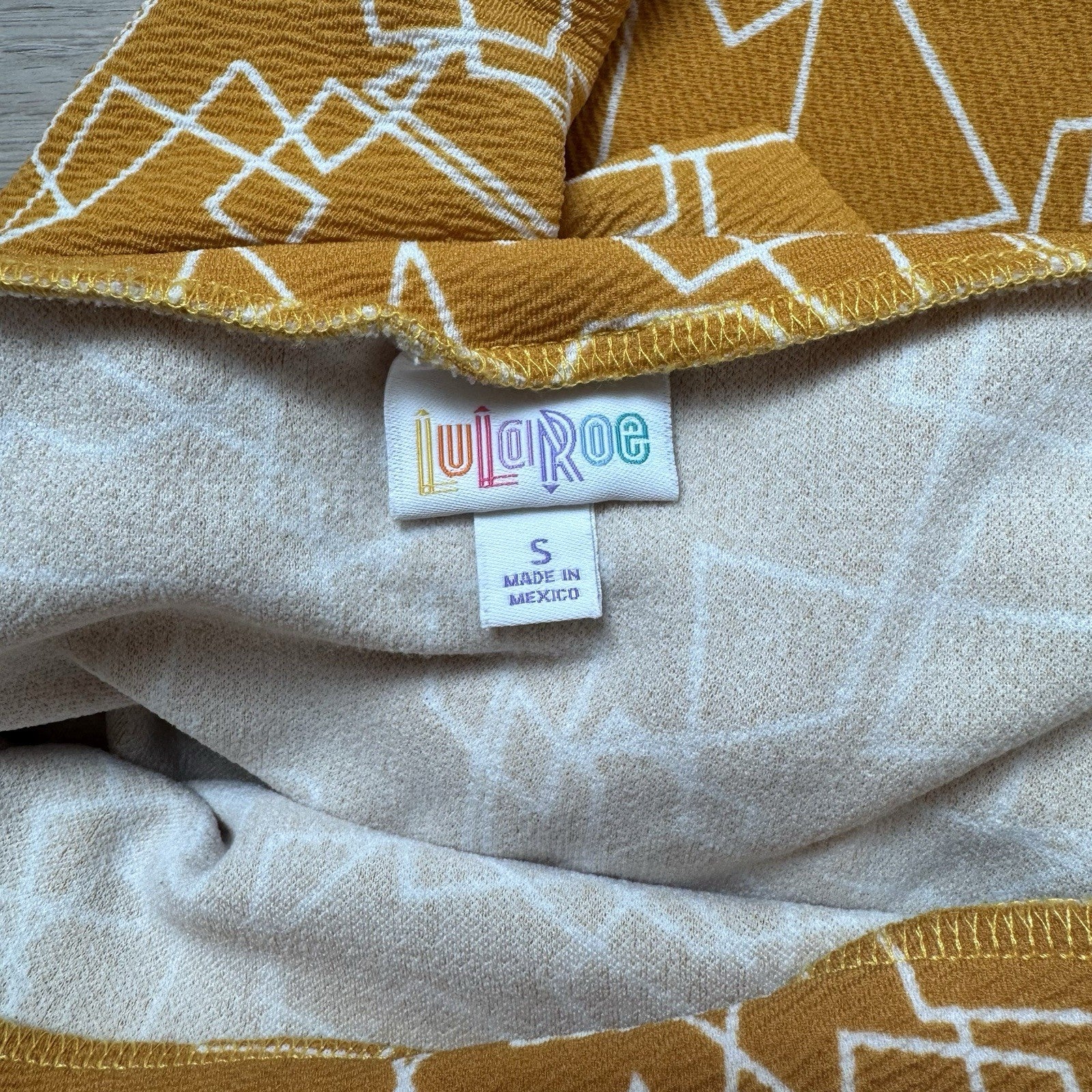 LuLaRoe Pencil Skirt Womens Small Mustard Yellow White Geometric Stretch
