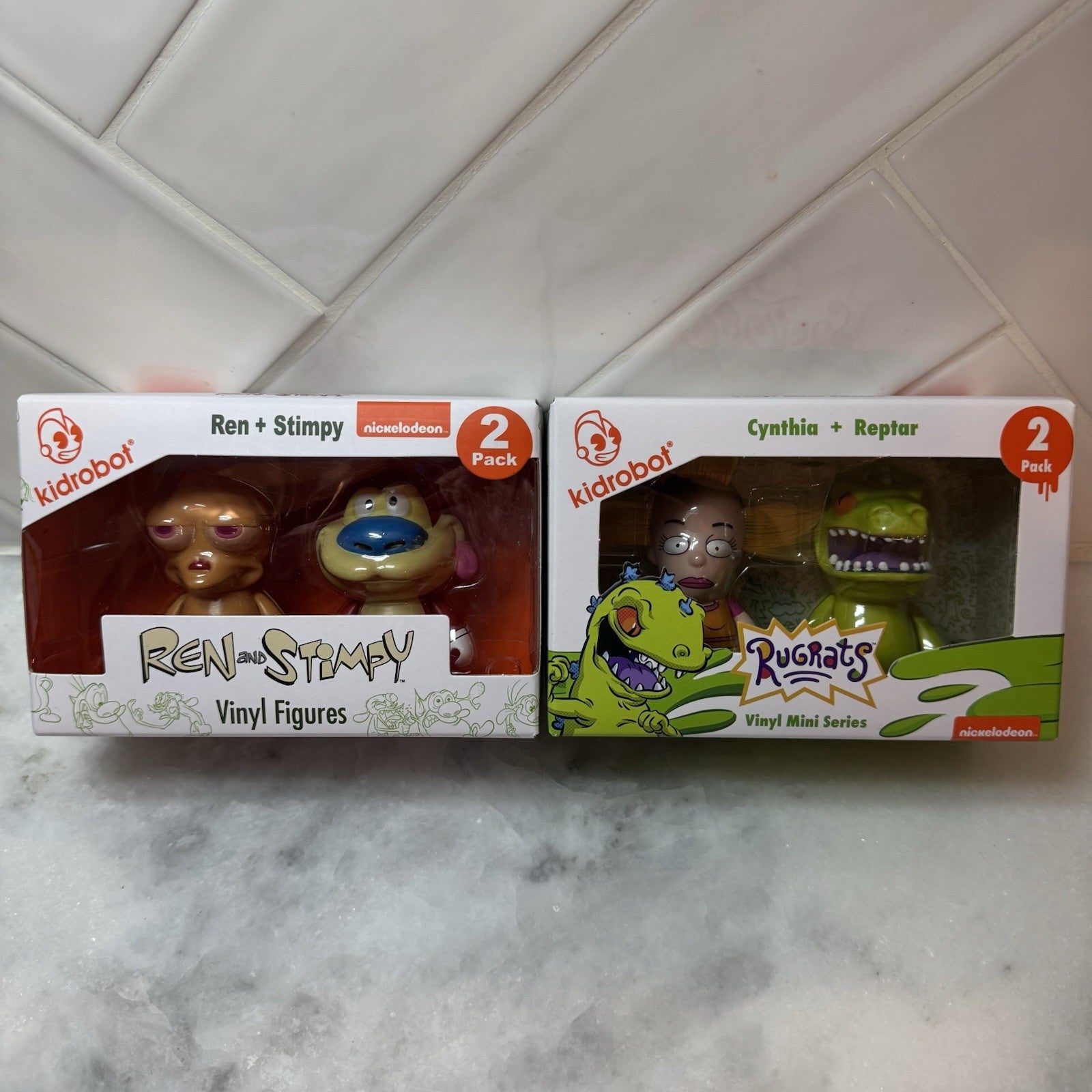 Kidrobot Ren & Stimpy Vinyl Figures 2 Pack & Rugrats 2 Pack Combo Nickelodeon