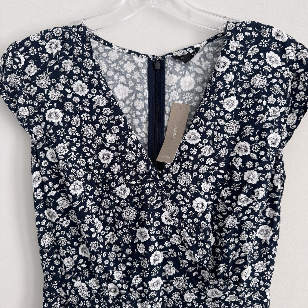 J.Crew Mercantile Navy Floral Dress 00 Ruffle Hem NWT