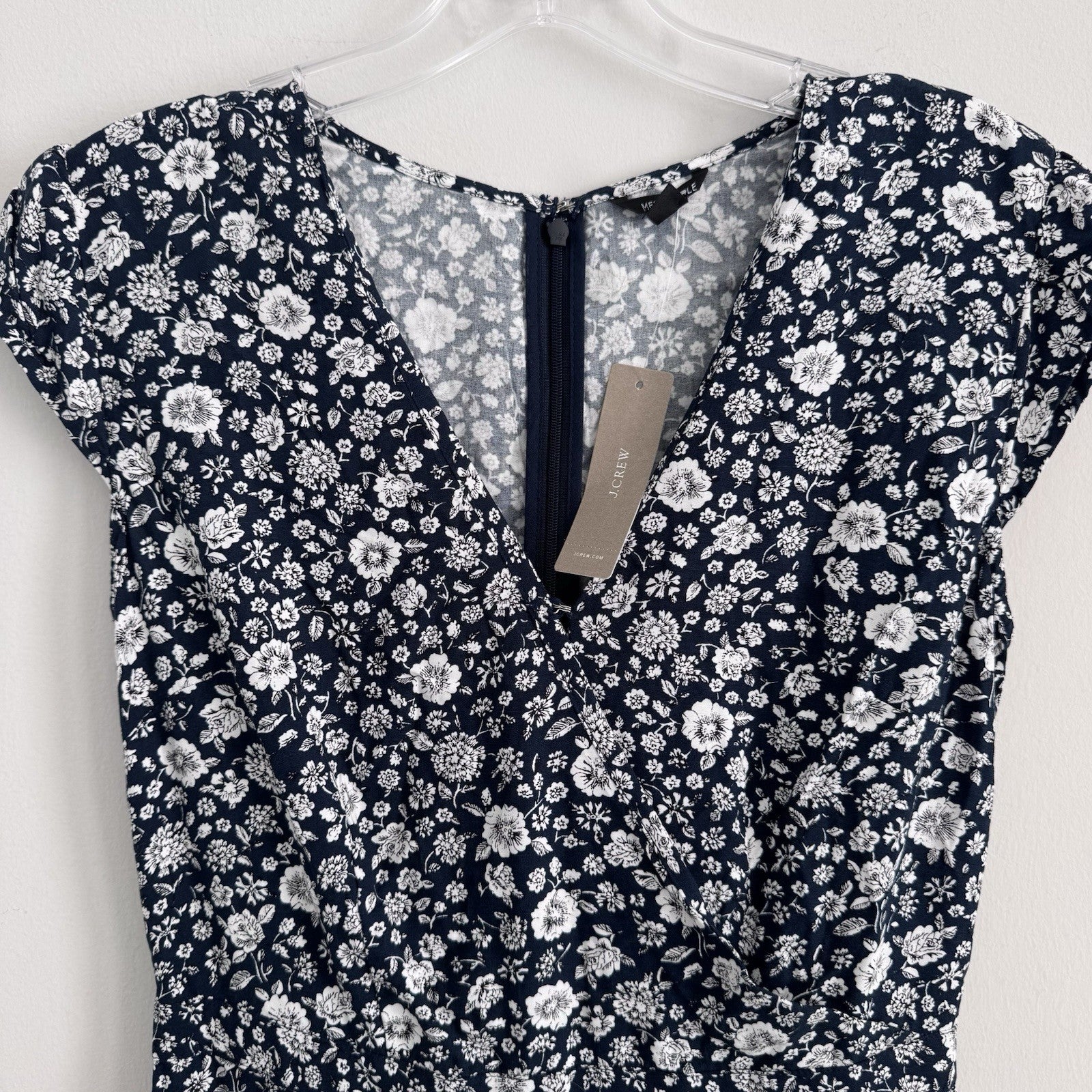 J.Crew Mercantile Navy Floral Dress 00 Ruffle Hem NWT