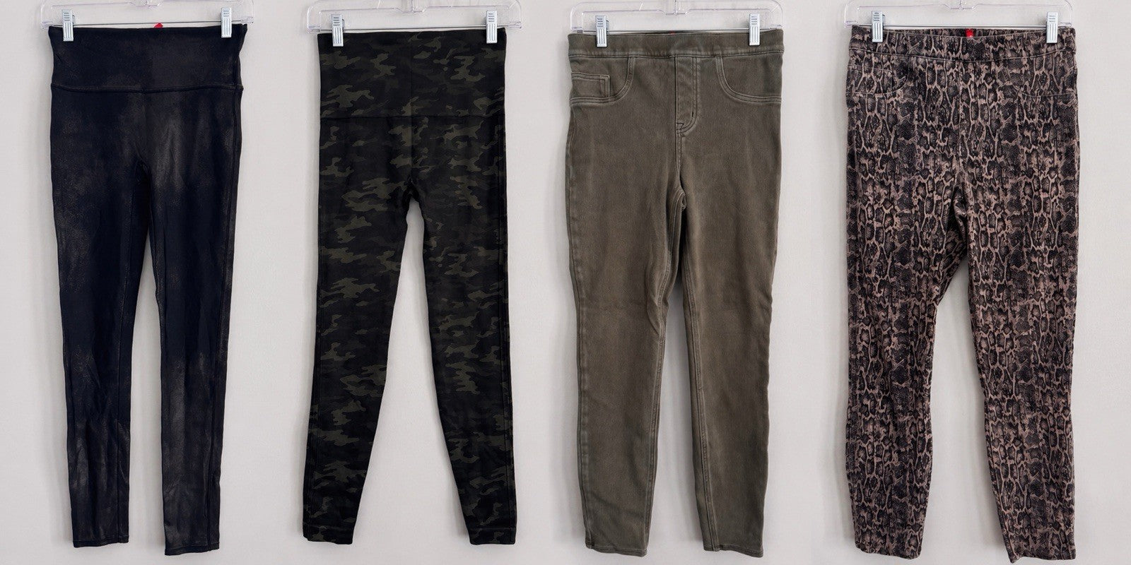 Lot of 4 Spanx Leggings Medium Faux Leather Camo Snakeskin Twill Jeggings M