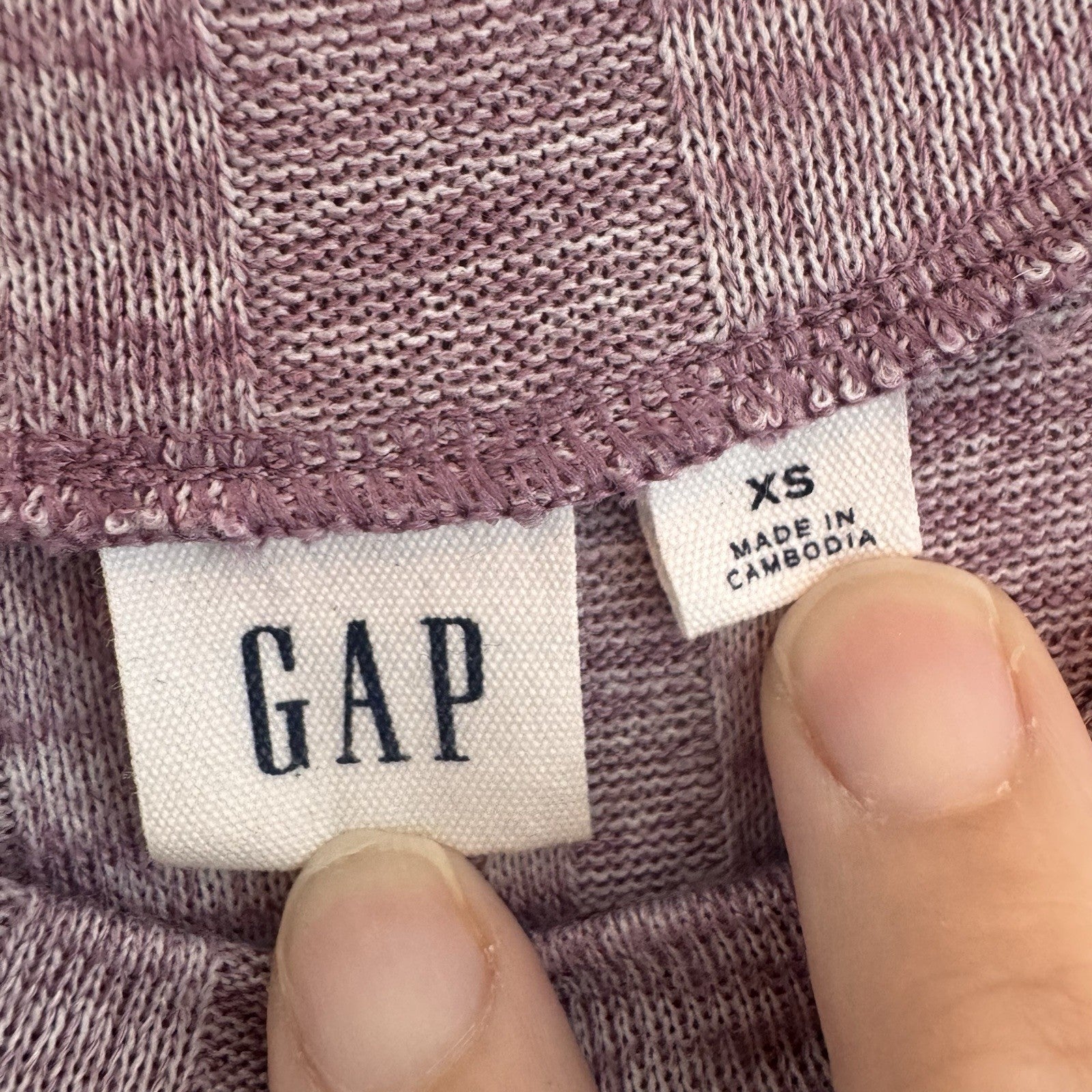 GAP Women's XS Amethyst Purple Ribbed Sleeveless Chevron Knit Midi Dress Heather
