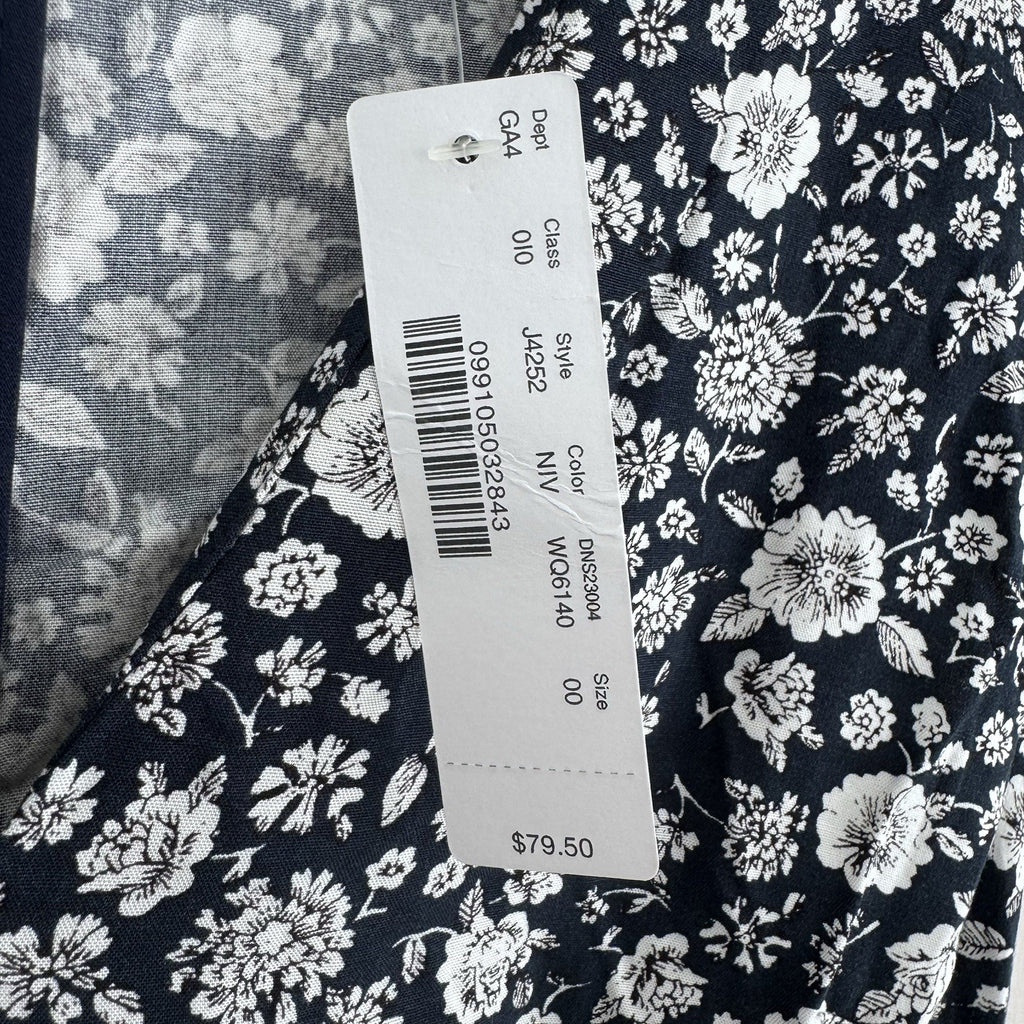 J.Crew Mercantile Navy Floral Dress 00 Ruffle Hem NWT