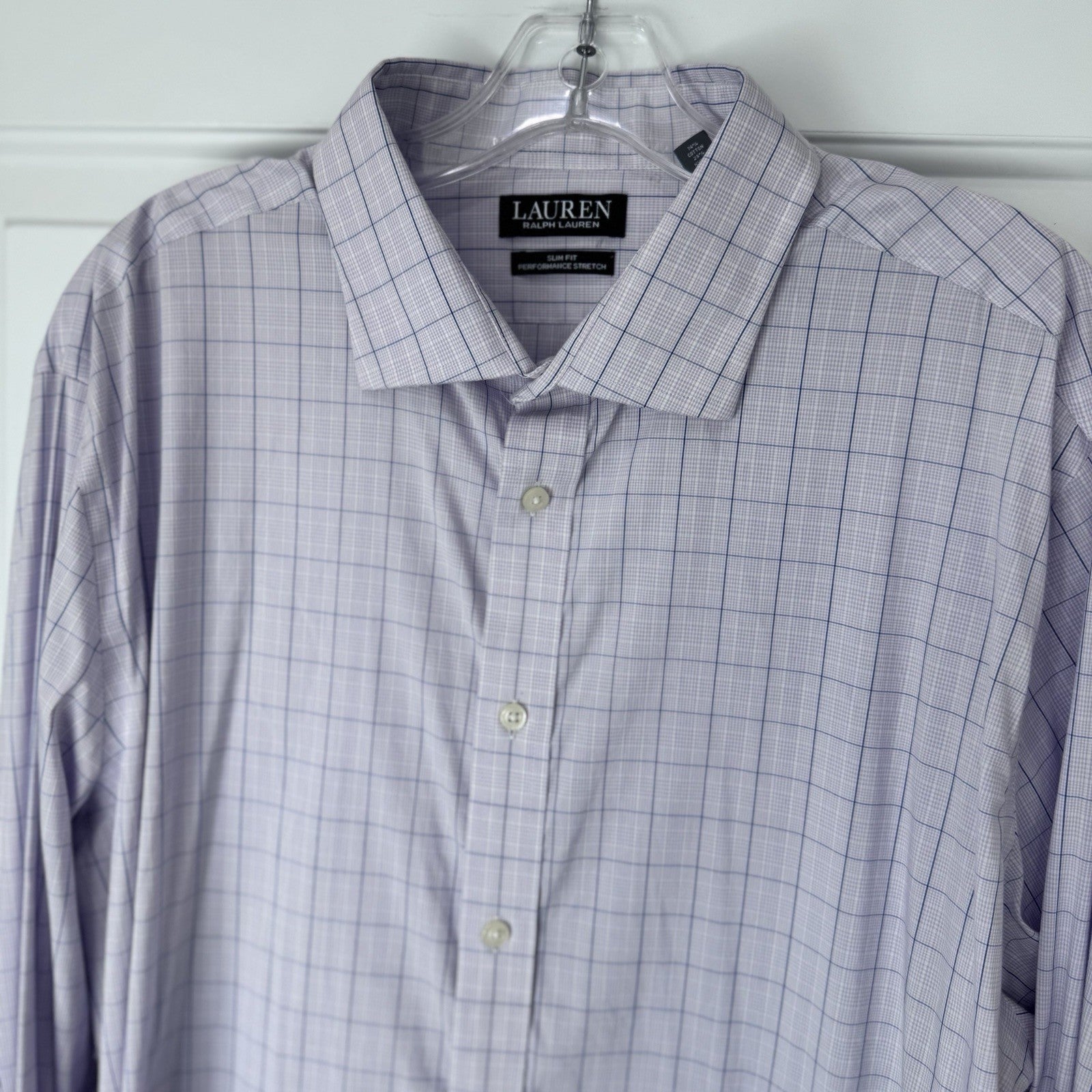 Lauren Ralph Lauren Women’s Slim Fit Dress Shirt SZ 18 Purple Check Stretch 2XL