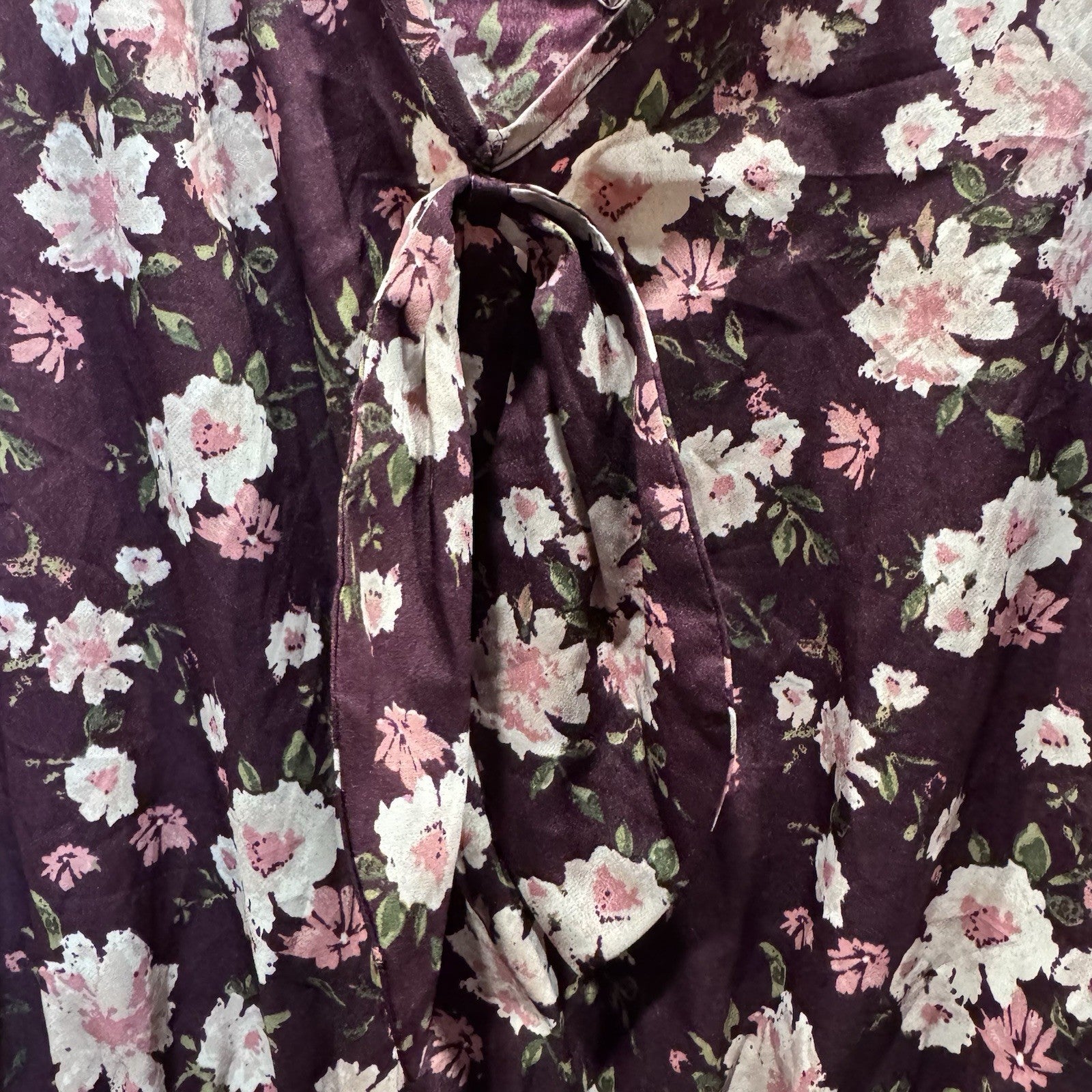 American Rag Cie Women’s Floral Romper Size XL Burgundy Rose Print Long Sleeve