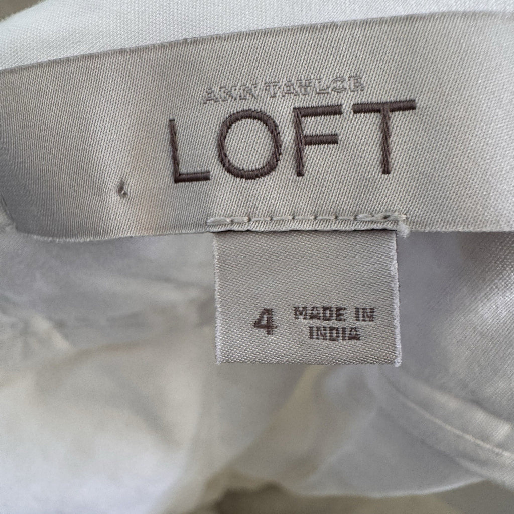 LOFT Women’s White Eyelet Mini Skirt Size 4 A-Line Floral Embroidered