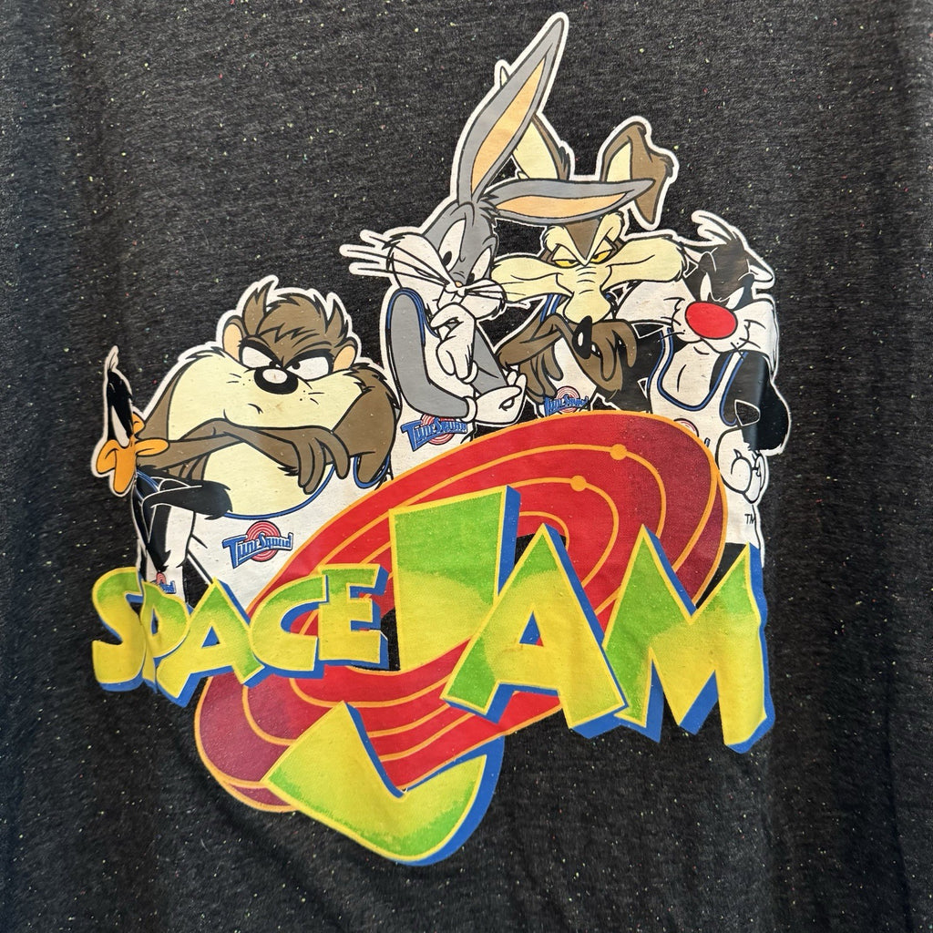 Space Jam Shirt XL Black Confetti Short Sleeve Basketball Looney TuneSquad Mens
