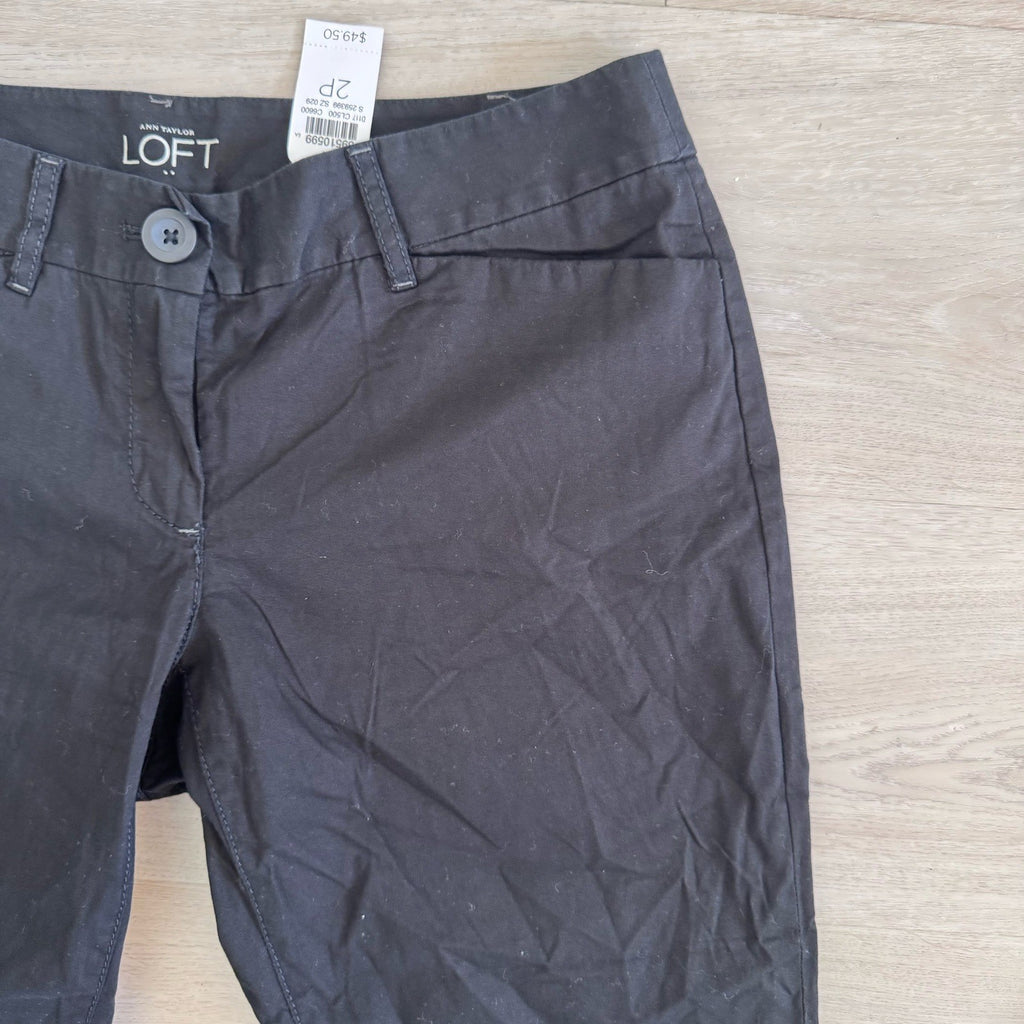 Ann Taylor LOFT 2P Black Crop Pants Petites NWT Office Career