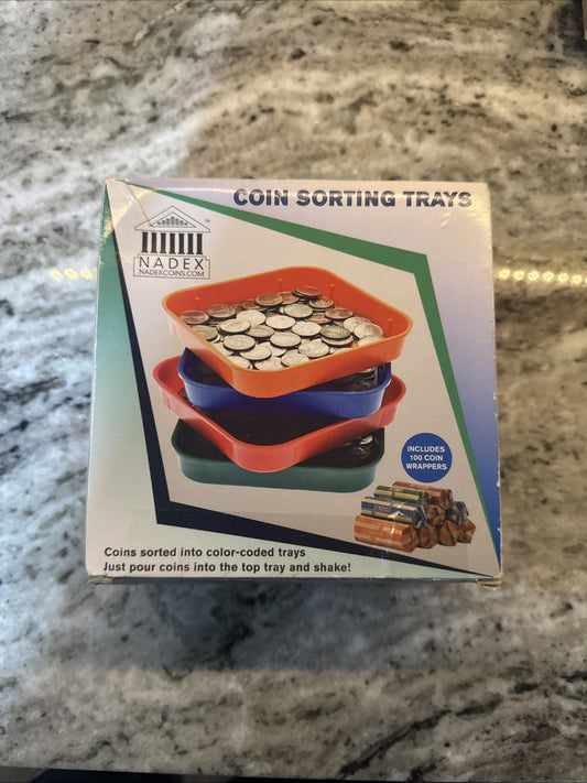 Nadex Quick Sort Coin Organizing Color Coded Sorting Trays for Pennies Nickel...