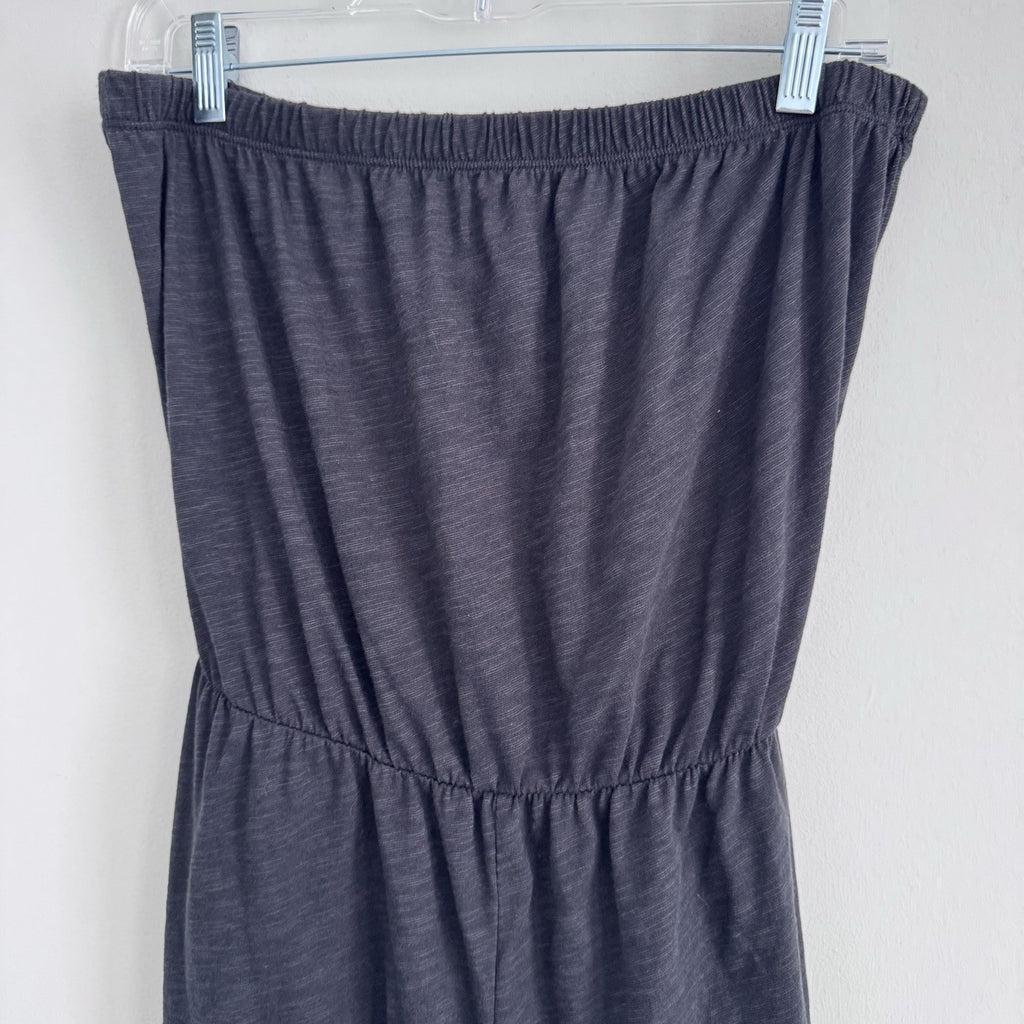 Moon Ryder Strapless Wide Leg Jumpsuit L Black Tie Waist USA Y2K