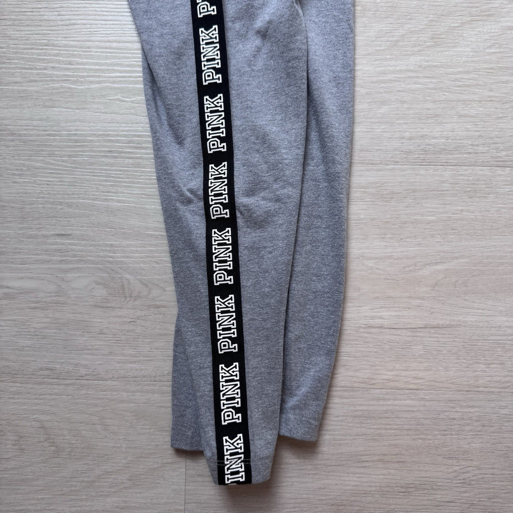 PINK Victoria’s Secret Yoga Leggings Gray Neon Green Logo Stripe Women S