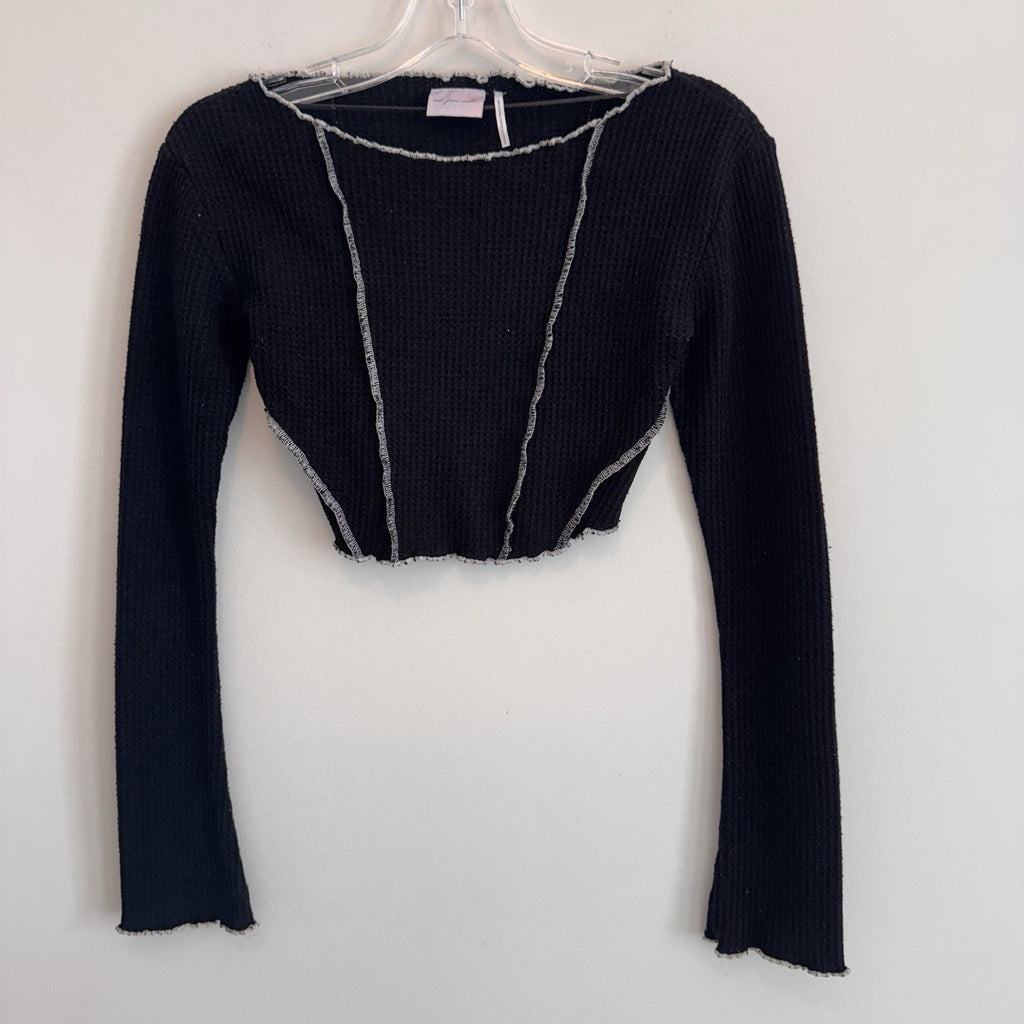 Out From Under Urban Outfitters Waffle Crop Top Black XS Y2K Women’s
