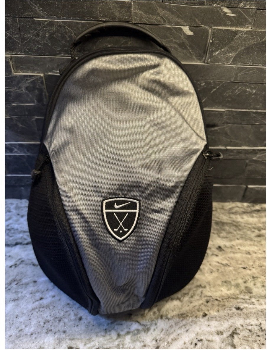 NIKE GOLF Travel Shoe Bag GRAY & BLACK Velvet Interior Vented Dual Zip