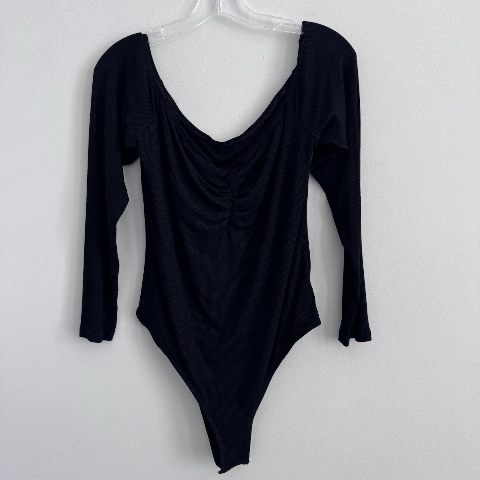 Shein Curve Bodysuit Womens 2xl Black Long Sleeve Blouse Round Neck Stretch