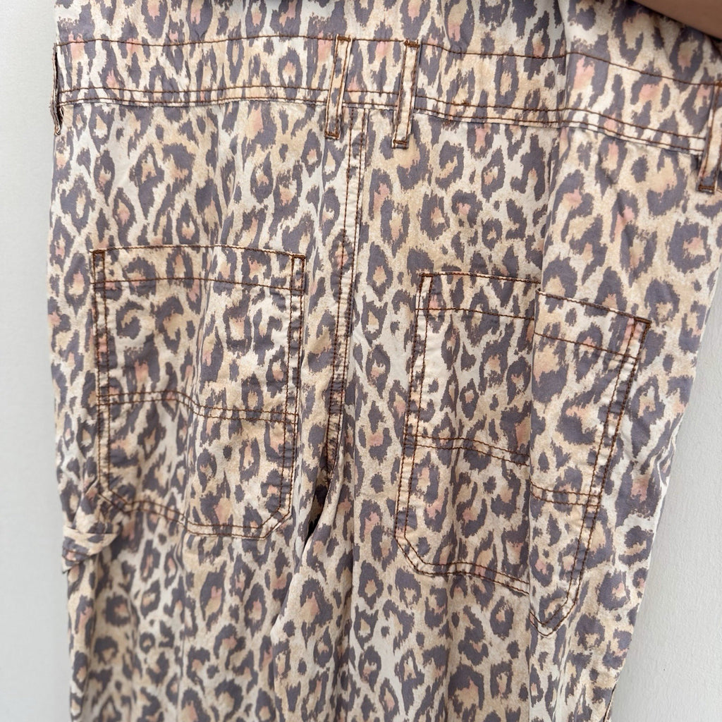 Urban Outfitters Leopard Print Overalls XS Canvas Carpenter Jumpsuit Y2K Street