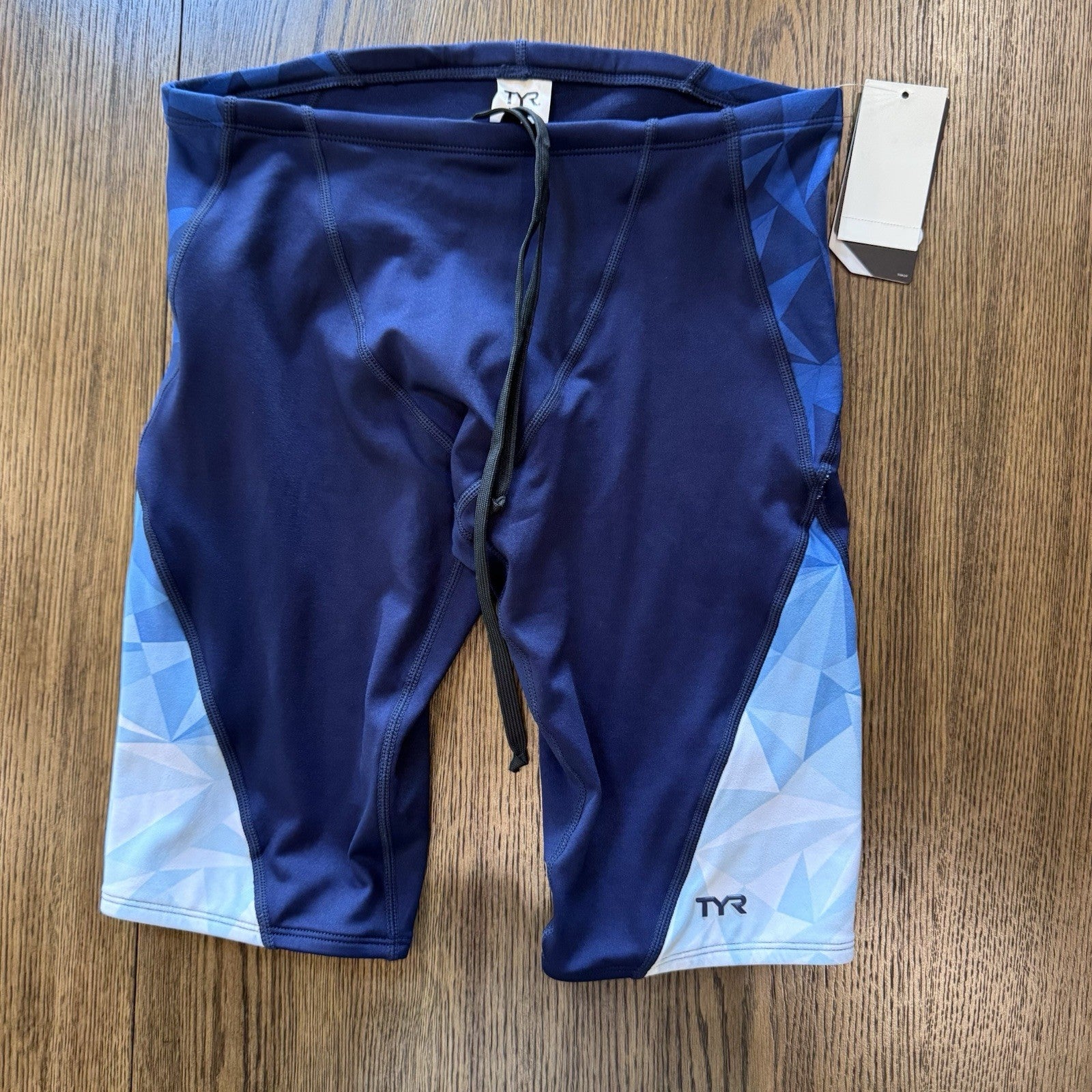 NWT TYR Men’s Blade Splice Jammer Swim Shorts Blue White Size M (32) Elite