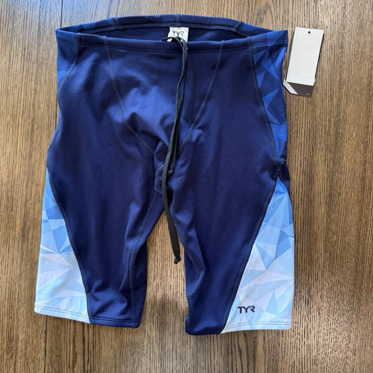 NWT TYR Men’s Blade Splice Jammer Swim Shorts Blue White Size M (32) Elite
