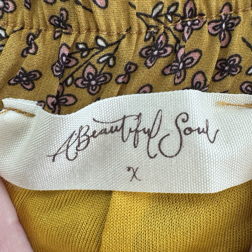 A Beautiful Soul Wrap Skort XL Mustard Floral Ruffle NWT Boho