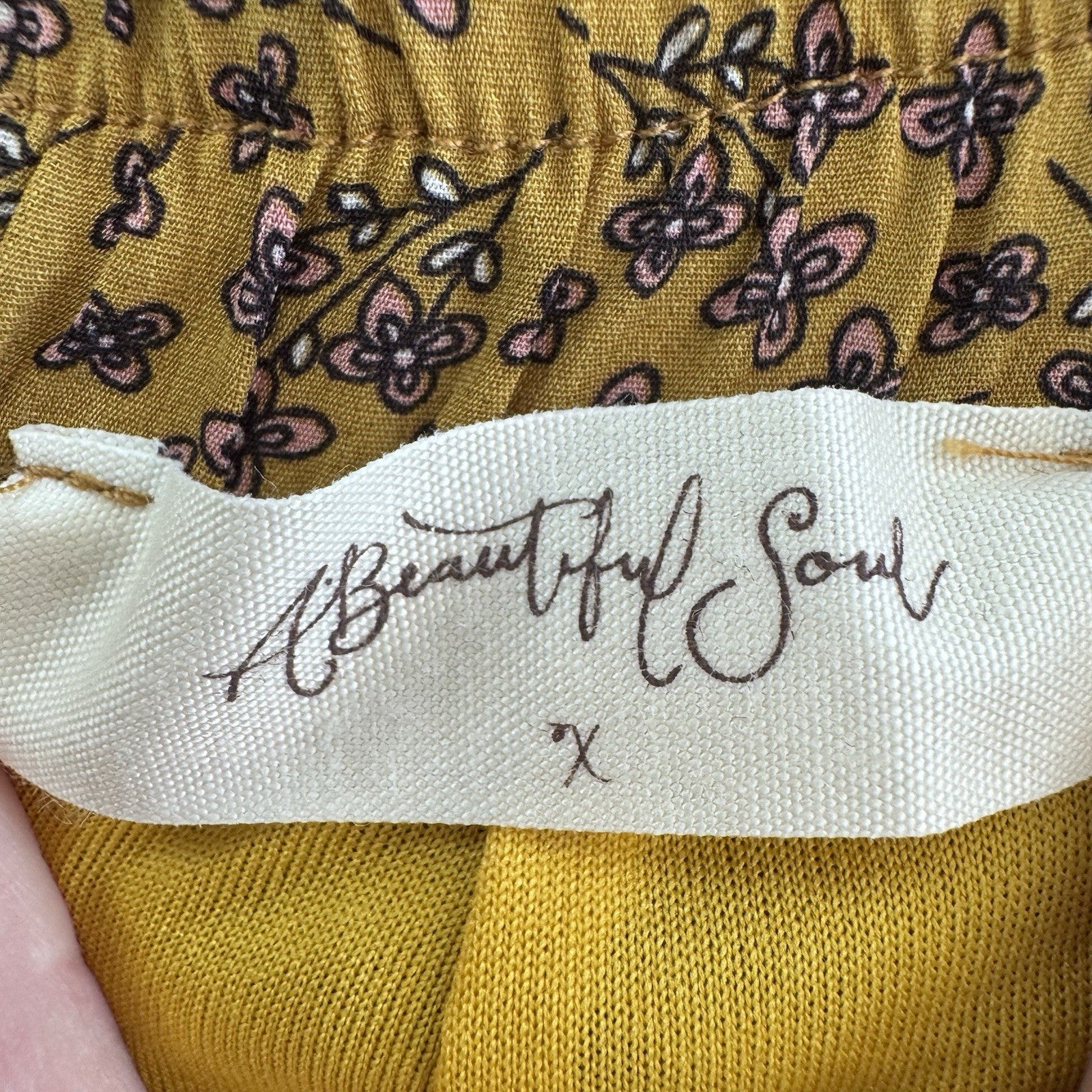 A Beautiful Soul Wrap Skort XL Mustard Floral Ruffle NWT Boho