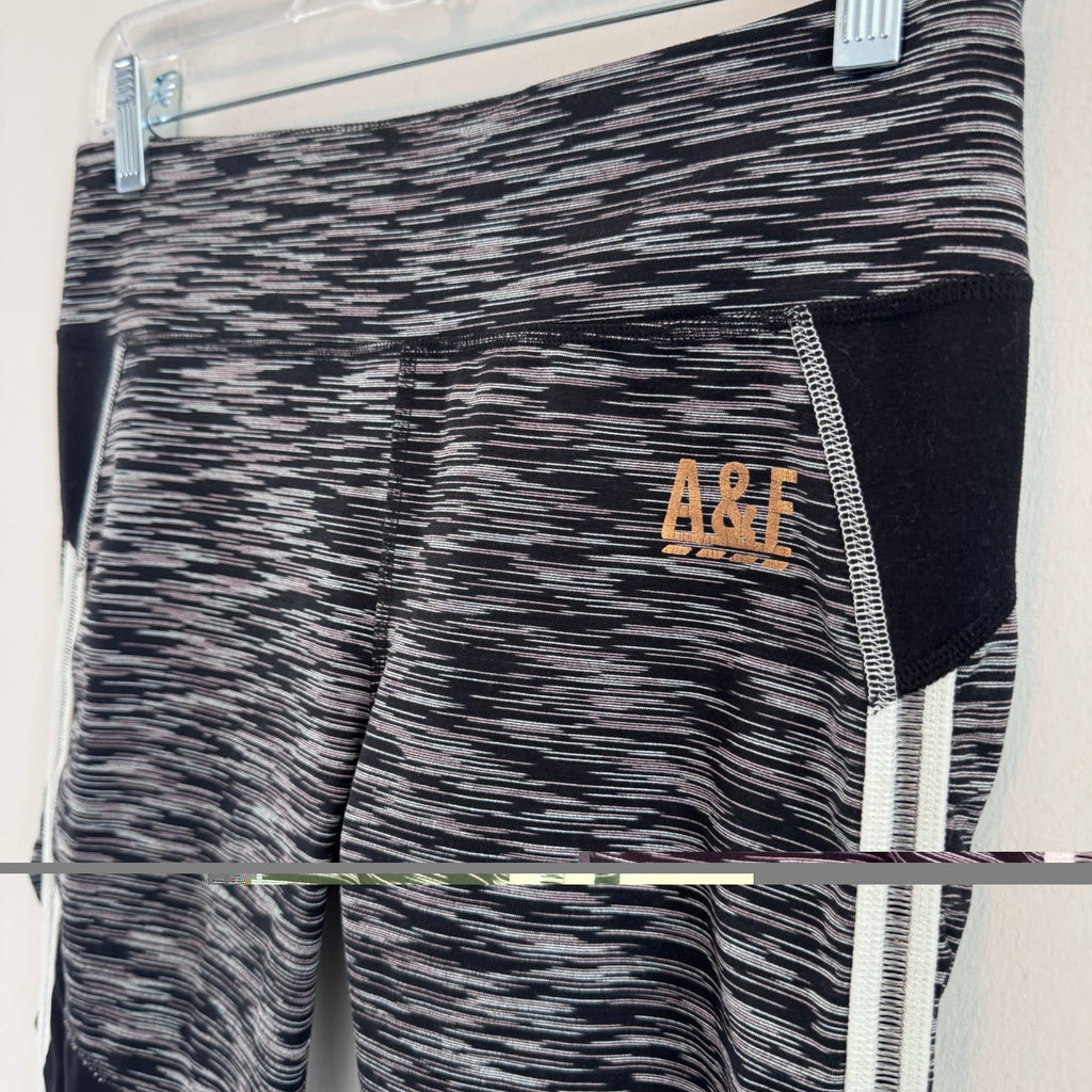 Abercrombie & Fitch A&F Leggings Women Medium Black Space Dye Activewear