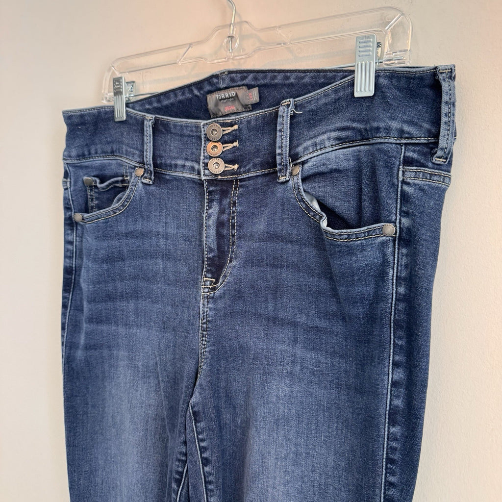 Torrid Womens 14R Blue Denim Jeggings High Rise 3-Button Fly Stretch Skinny