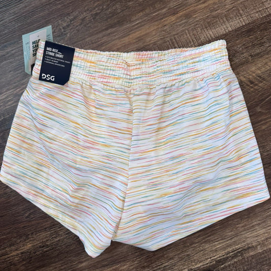 DSG Girls Stride Shorts Size L White Multi Spacedye NWT Built-In Liner $20