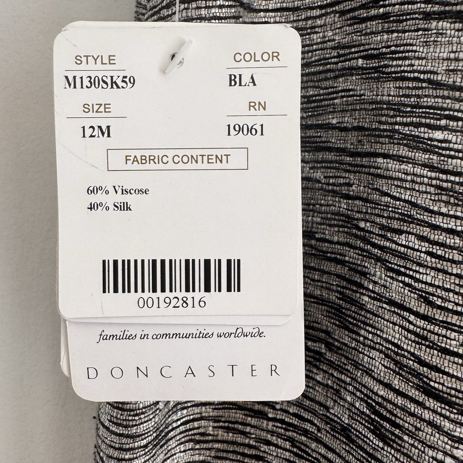 Doncaster Silk Blend Pencil Skirt Size 12 Black Gray Career Office NWT Women’s