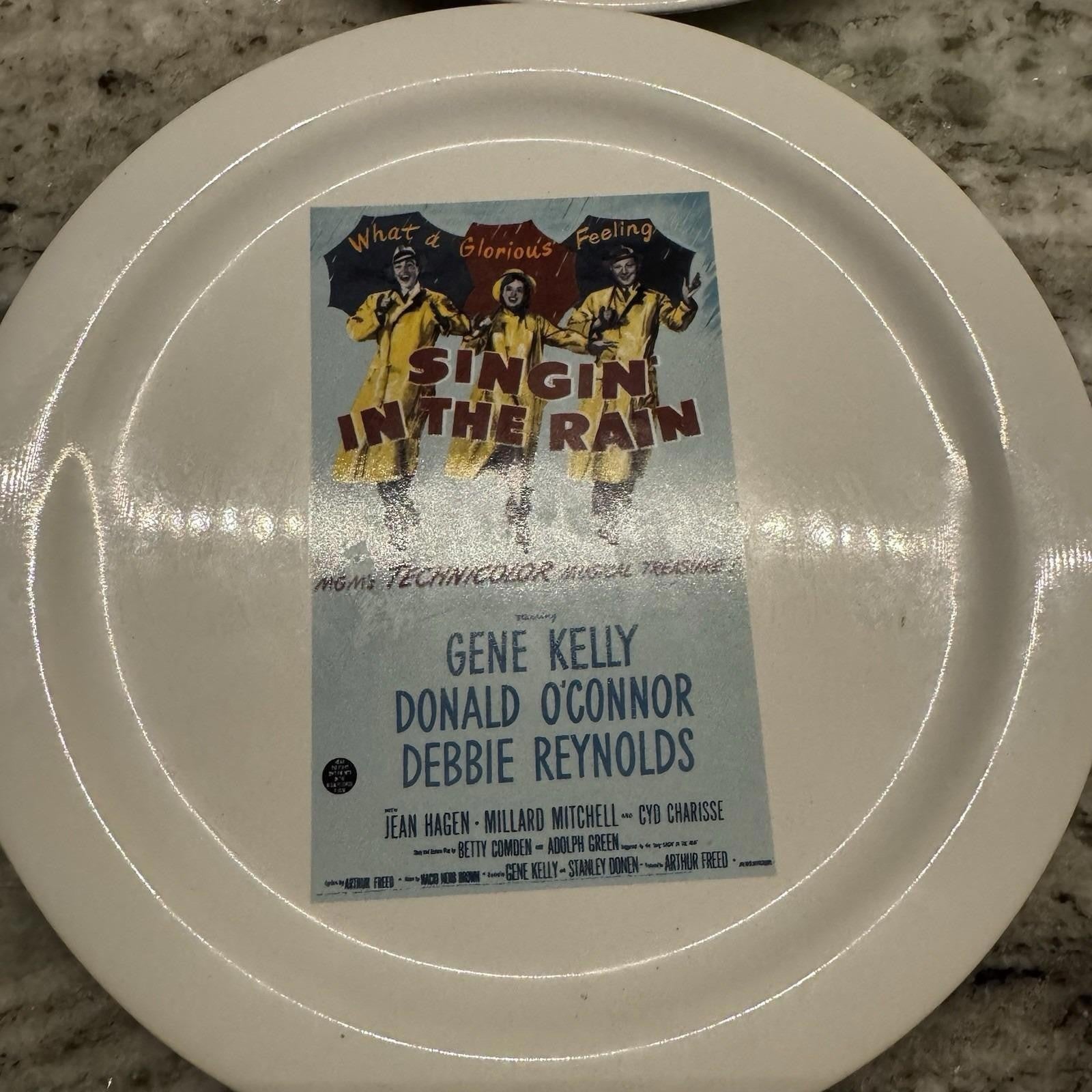 POTTERY BARN Ceramic Plates Set of 4 HOLLYWOOD Classic Movies tcm 8" Diameter