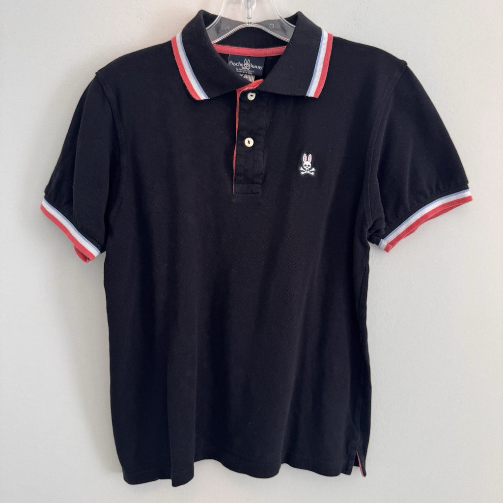 Psycho Bunny Polo Shirt Black Pima Cotton Skull Bunny Logo Mens 4 Men’s