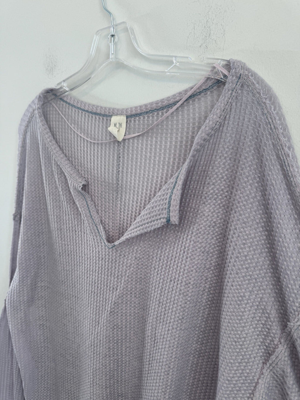 We The Free XS Lavender Waffle Knit Bell Sleeve Thermal Boho Top