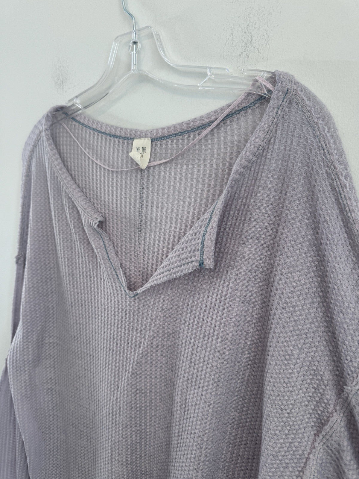 We The Free XS Lavender Waffle Knit Bell Sleeve Thermal Boho Top
