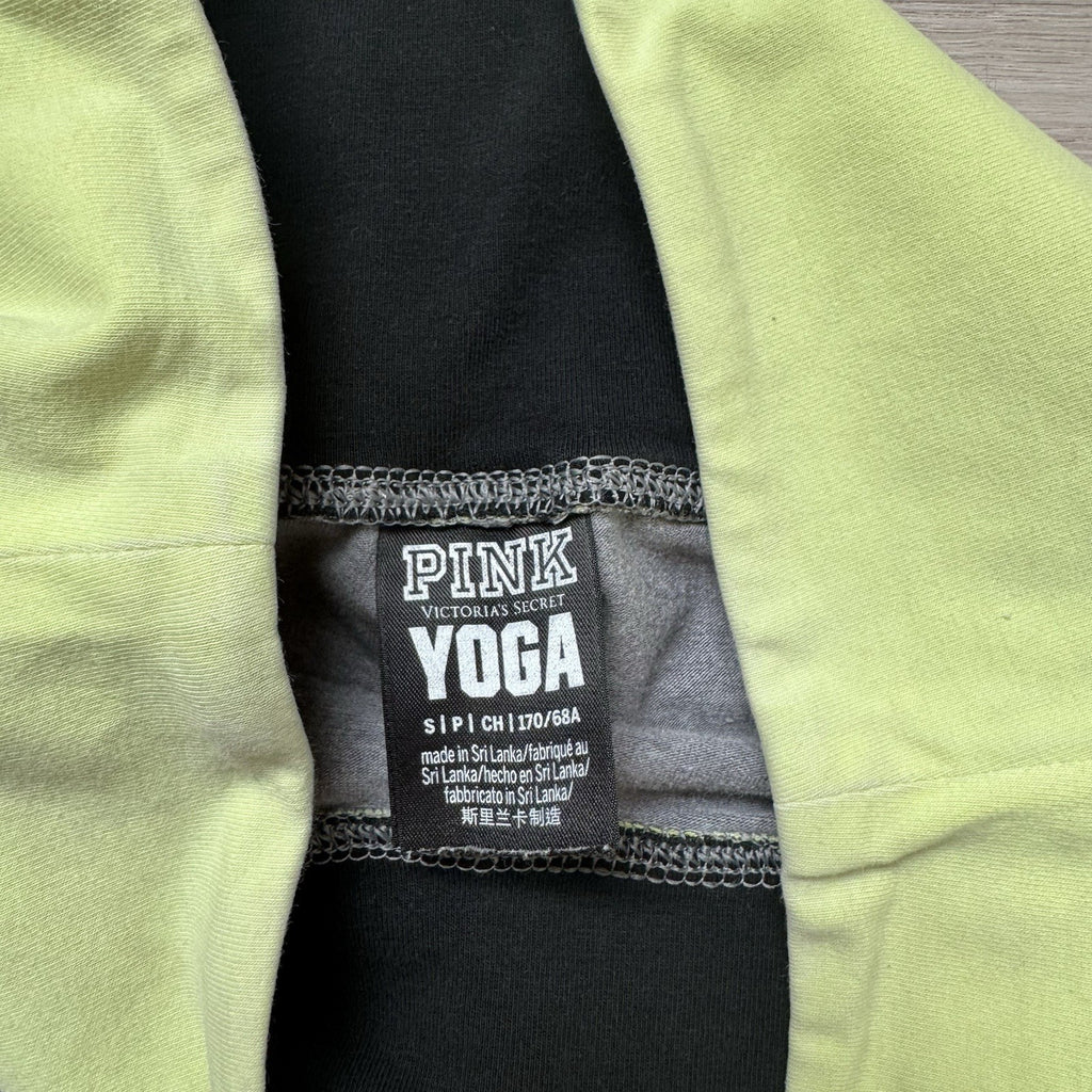 PINK Victoria’s Secret Yoga Leggings Gray Neon Green Logo Stripe Women S